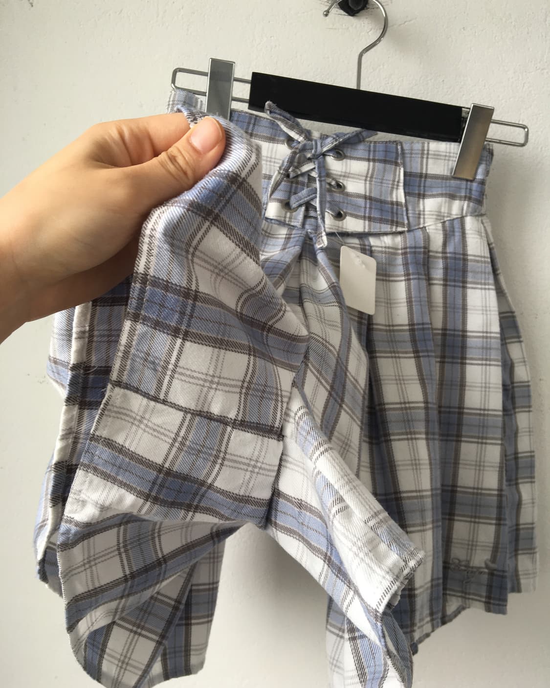 Lace up check pattern short 상품이미지3