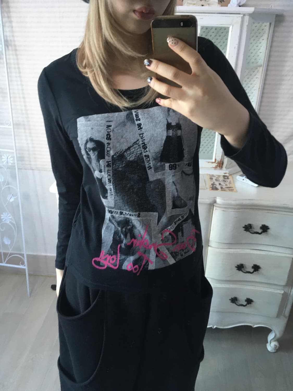 일본빈티지 갸루 펑크 프린팅 롱 슬리브 상품이미지3