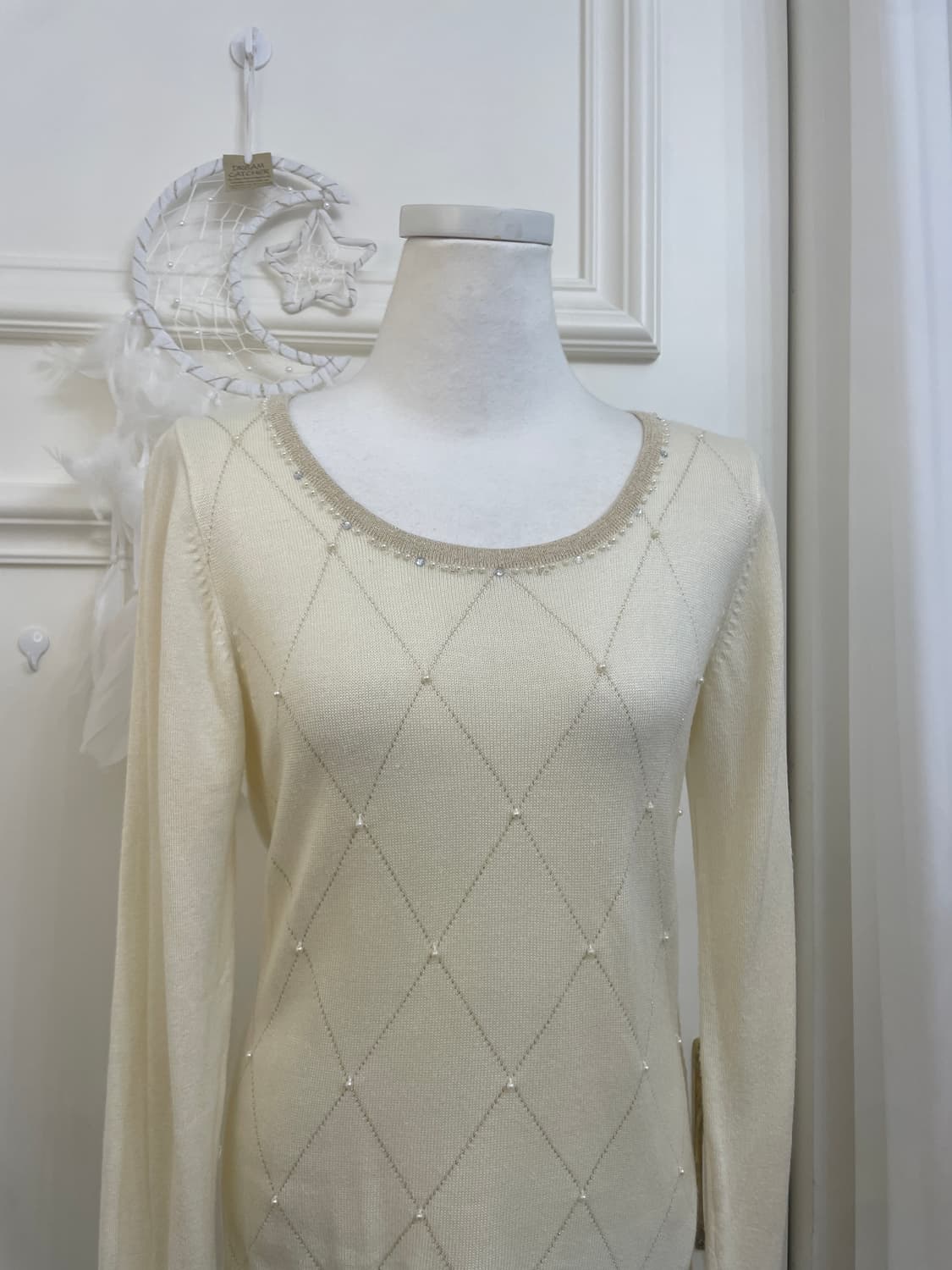 creamivory beige glitter pearl point kni 상품이미지5