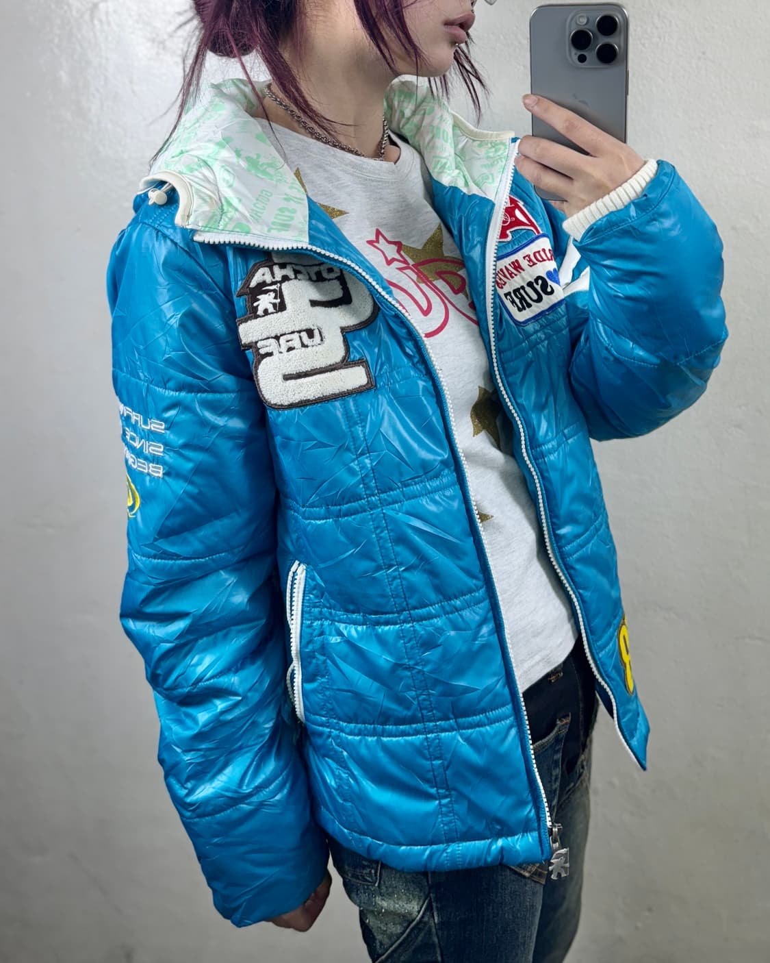 키치 패치포인트 패딩 상품이미지1