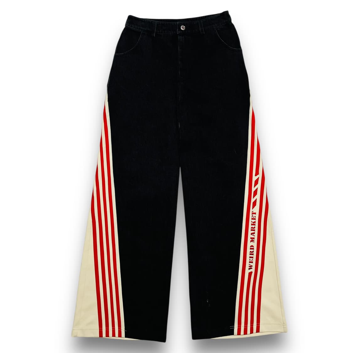 위어드 마켓 삼선 로고 y2k 와이드 힙합 흑청 세트 상품이미지5