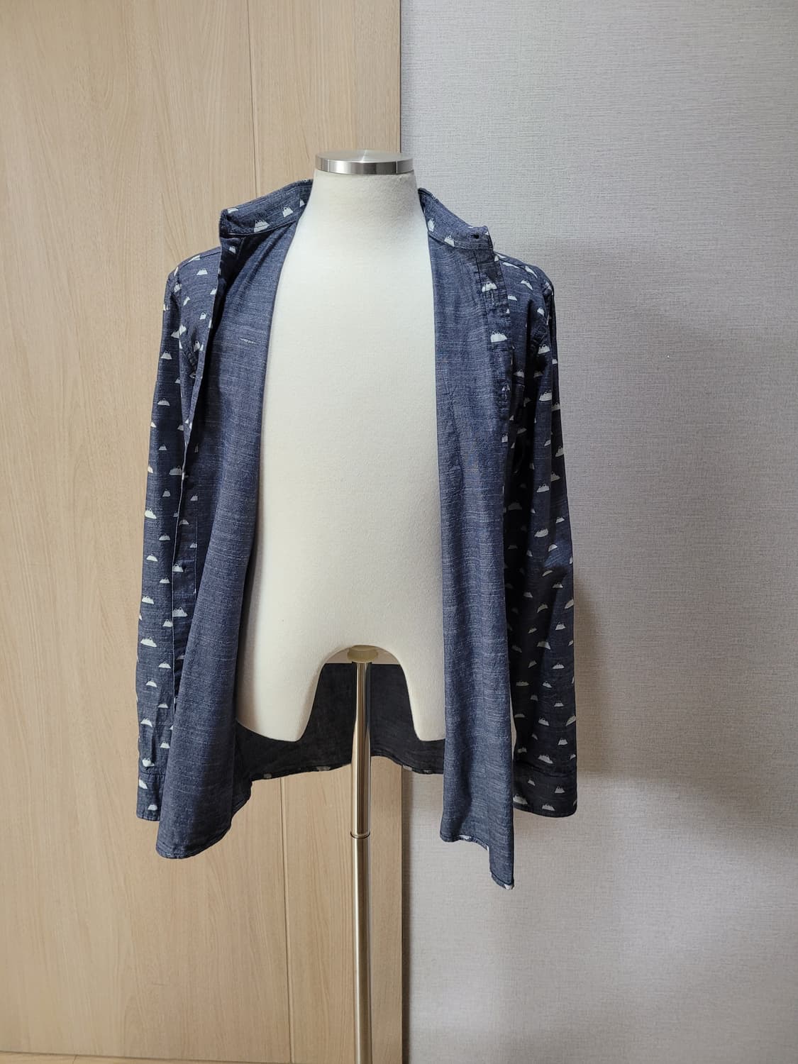 WESC 남자 패턴프린트 샴브레이 셔츠 M 네이비 상품이미지7