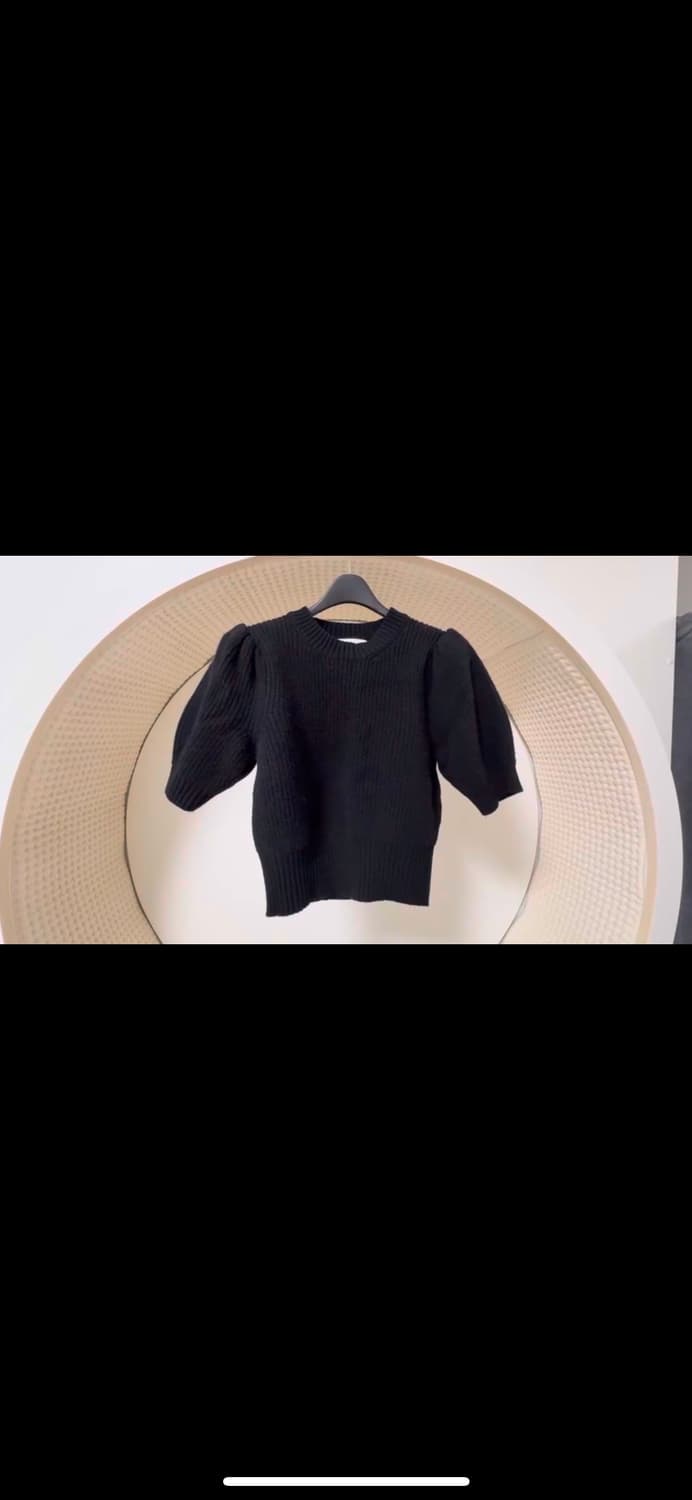 BPLAN 반팔 퍼프 패드 크롭 니트 블랙 상품이미지2