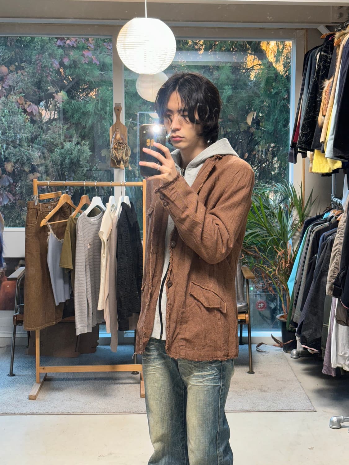 모시모 후드 레이어드 컷오프 자켓 상품이미지4