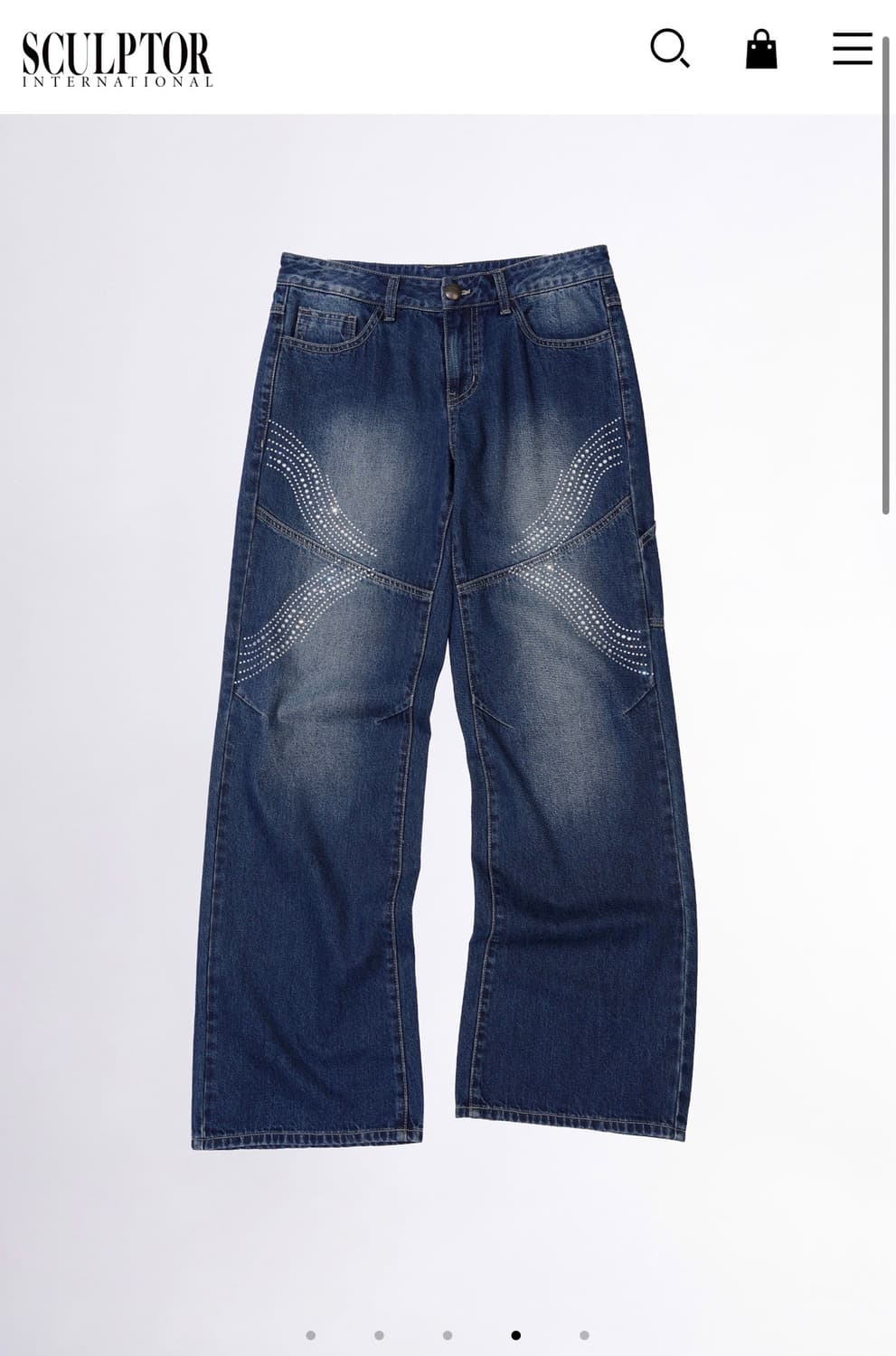 스컬프터 Rhinestone Lowrise Denim Mid Blue S 상품이미지1