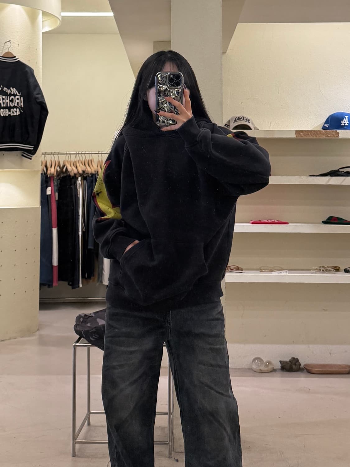 인세인개러지 스켈레톤 바이커 프린팅 후드티 U1700 상품이미지1