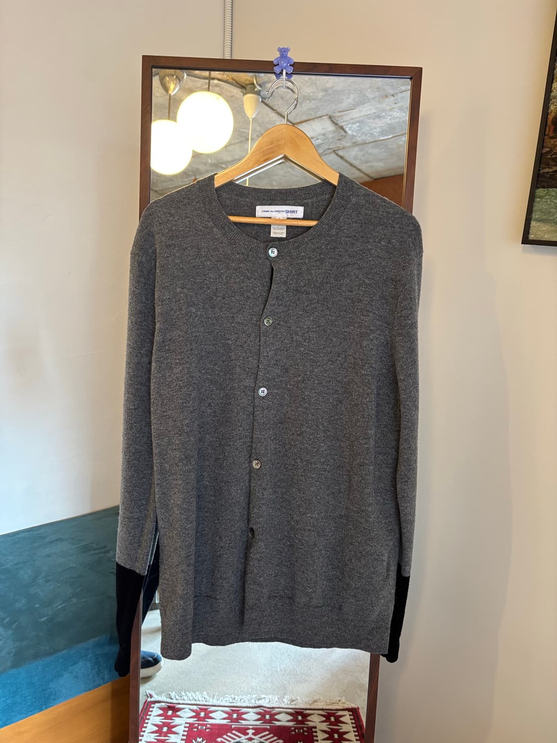 꼼데가르송 셔츠 그레이 블랙 라운드넥 가디건 상품이미지2