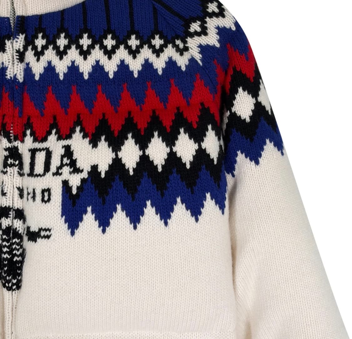 [M] 프라다 자수로고 울 캐시미어 니트 다운 후드 패딩 자켓 화이트 상품이미지4