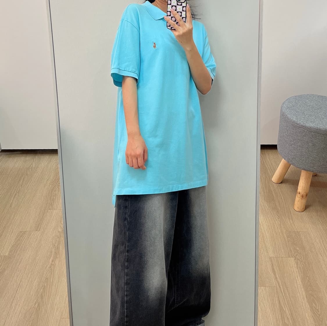 폴로 랄프로렌 스카이블루 카라 반팔 티셔츠 상품이미지1