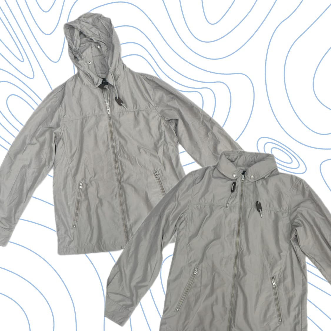 ZONE FOR MEN 후드 바람막이 그레이 아우터 봄버 자켓 오버핏 상품이미지1