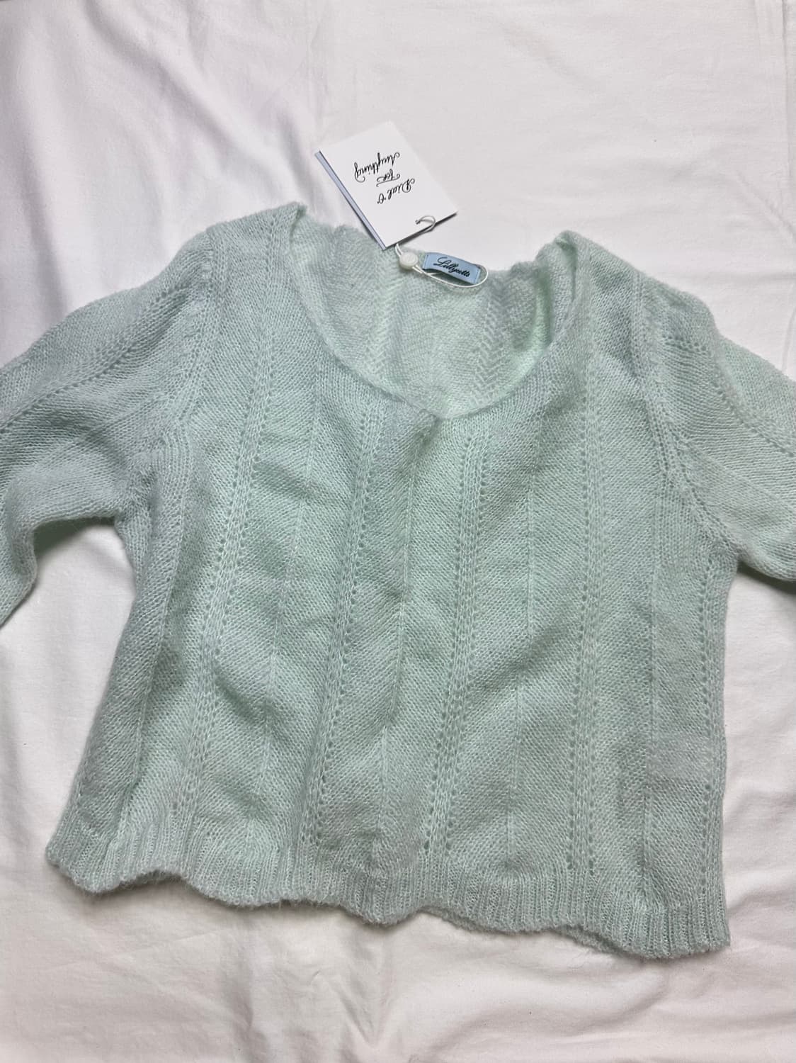 디브 새상품! 🩵 릴리코츠  Heath frill knit mint  상품이미지1