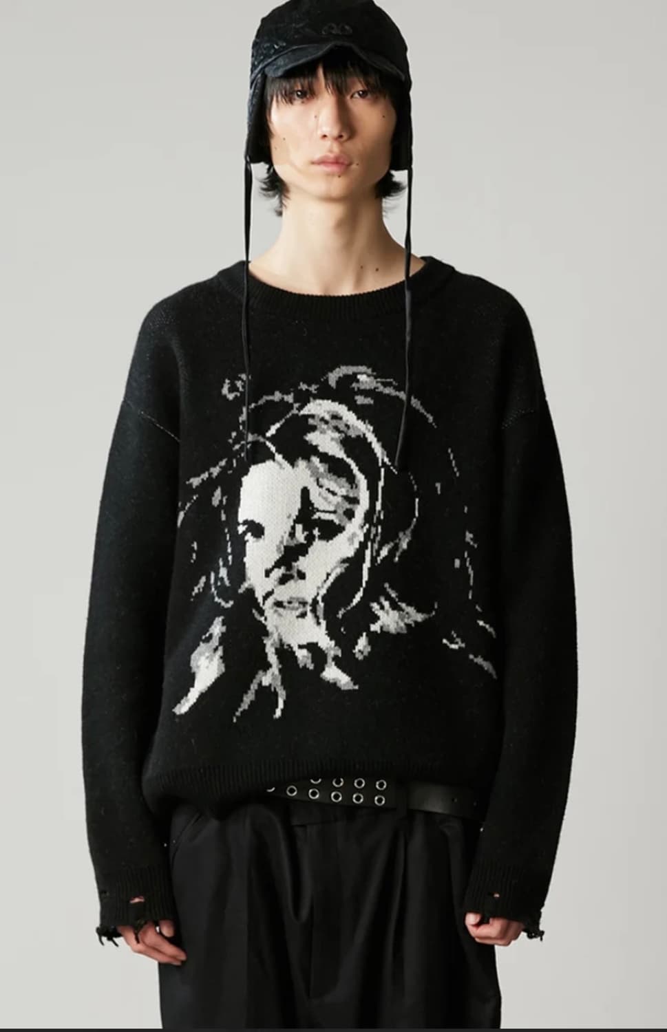 [nache(나체)] 레트로 그런지 니트(black/unisex) 상품이미지4