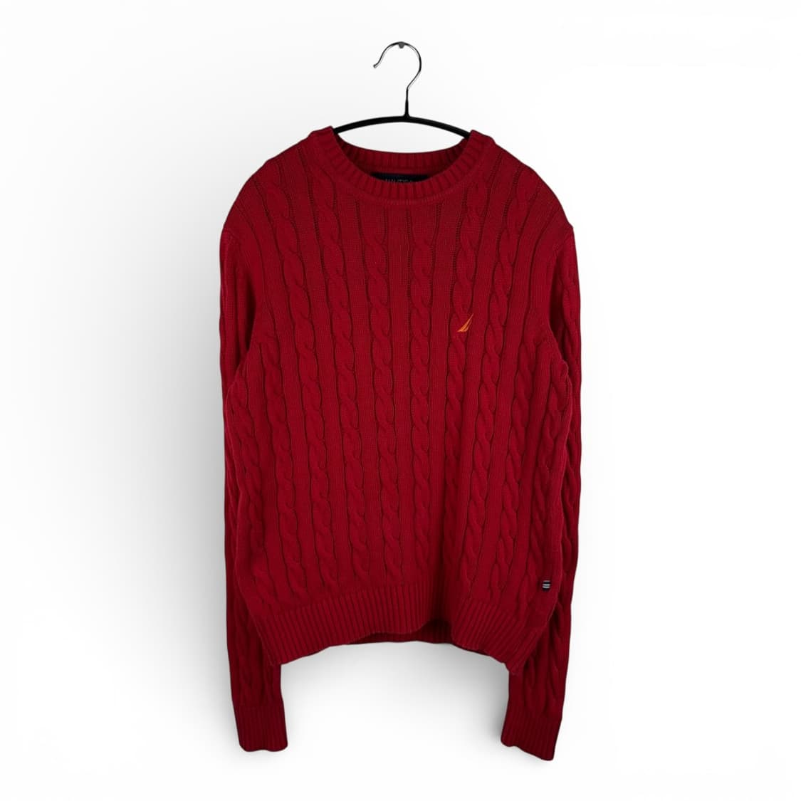 M) 노티카 케이블 꽈배기 니트 레드 상품이미지1