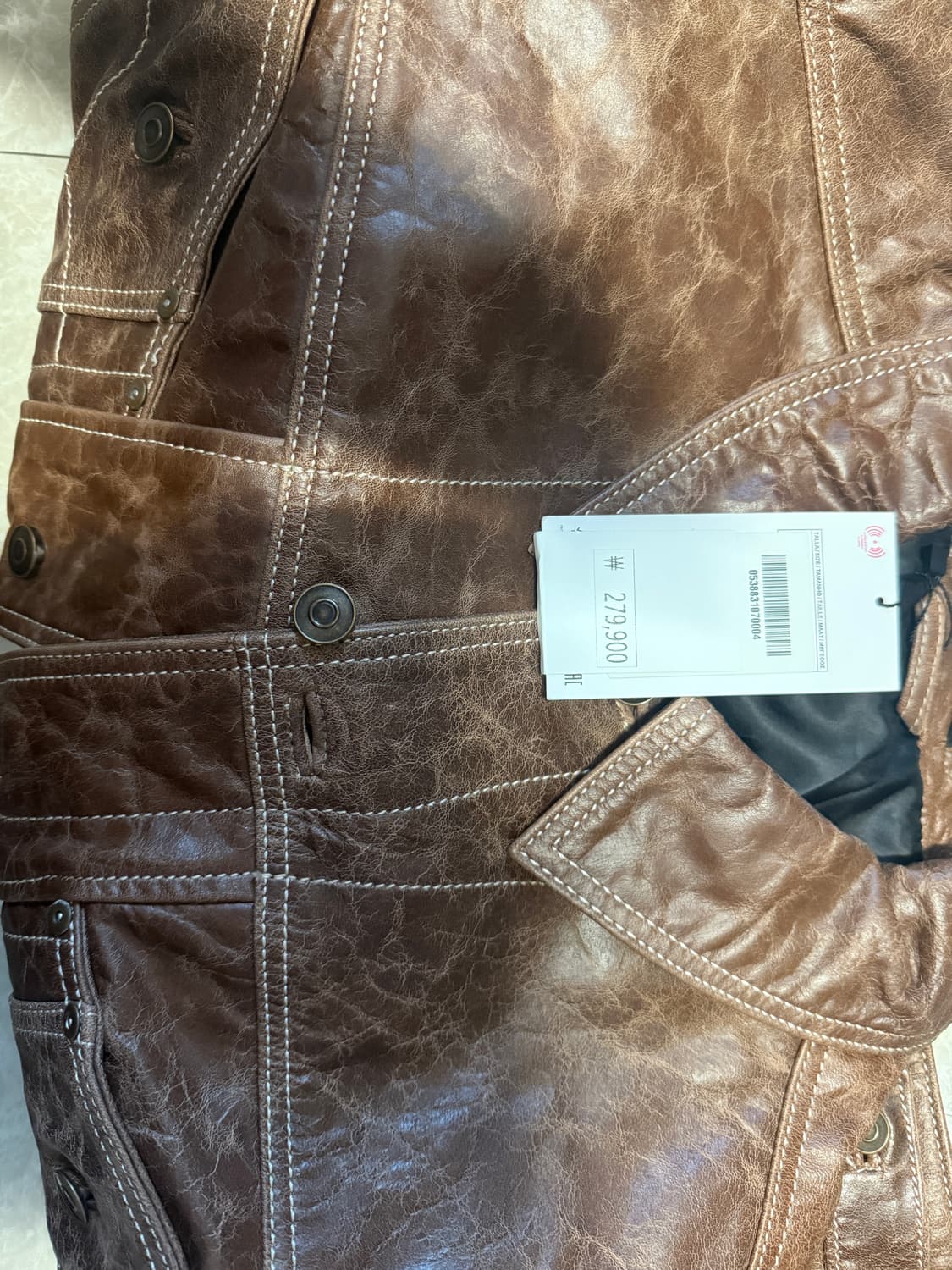 L사이즈 자라 워싱 레더 자켓 브라운 상품이미지2