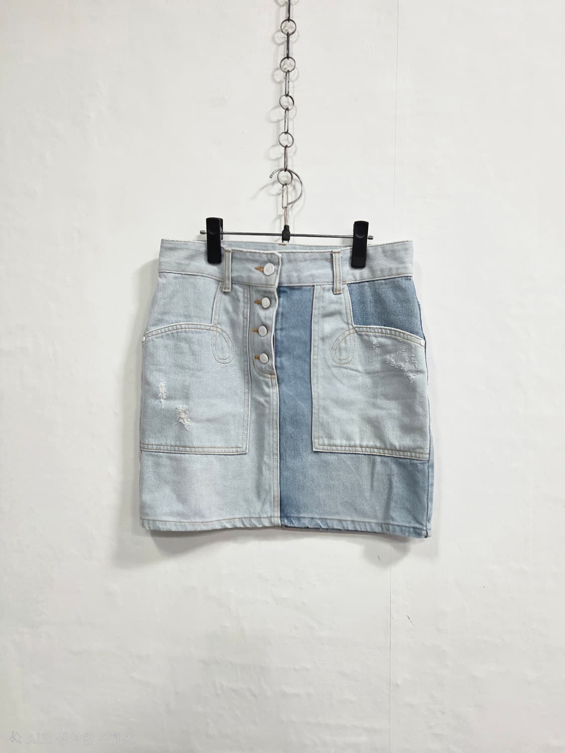 럭키슈에뜨 패치워크 데님 스커트 36 상품이미지2