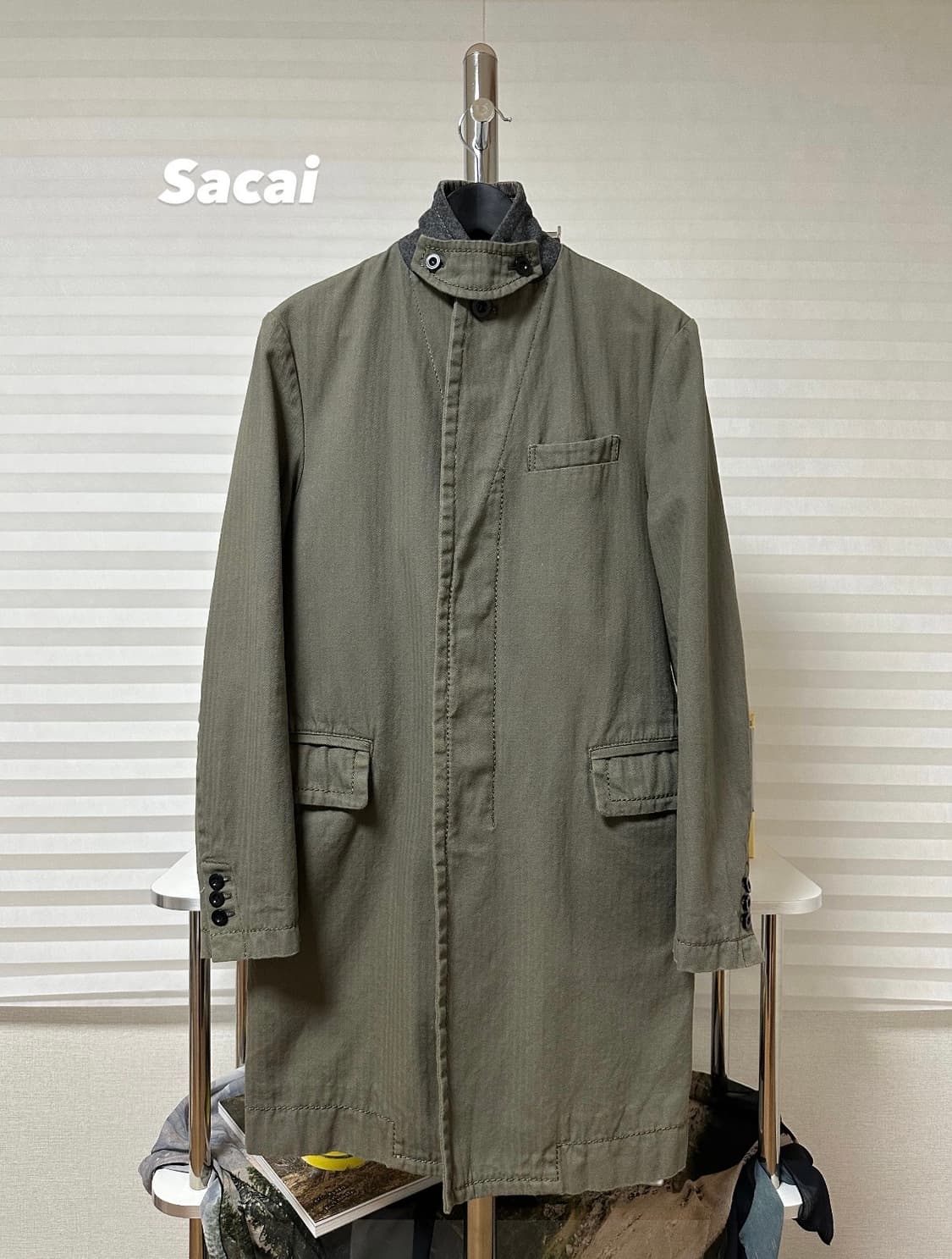 사카이 15aw 헤링본 체스터 코트 상품이미지1