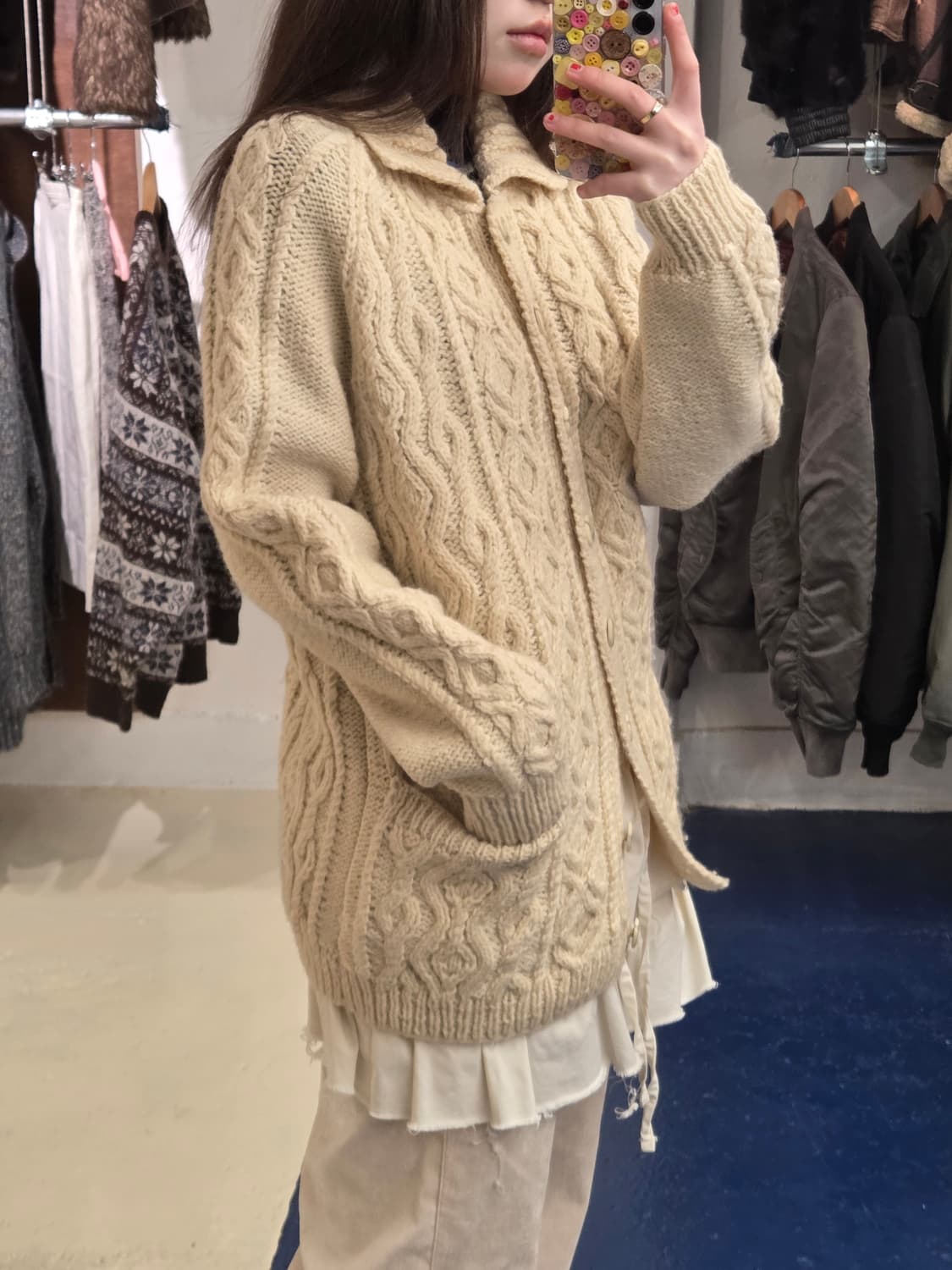 1990s Vintage 피셔맨 케이블 가디건 상품이미지2