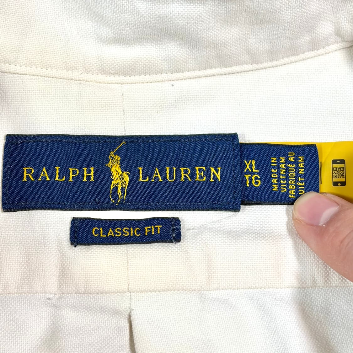 랄프로렌 크림 화이트 빅로고 테디베어 셔츠 XL 상품이미지4