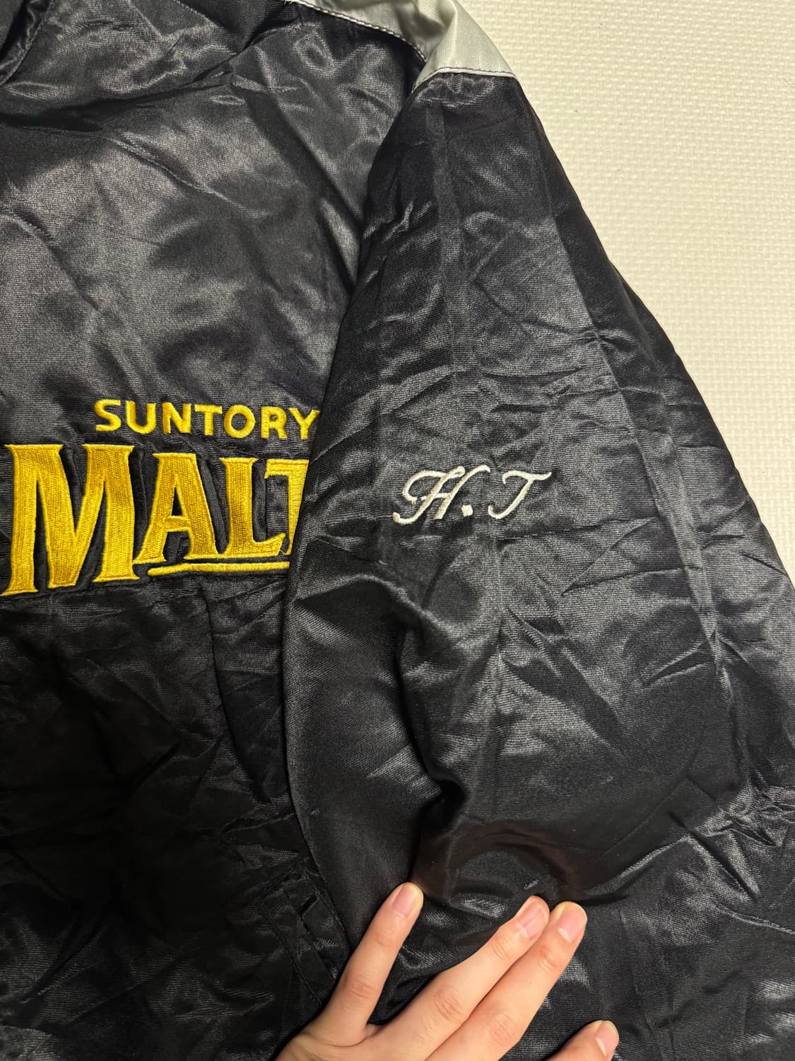 일본 90s 산토리몰츠 빅로고 나일론 베이스볼 자켓 상품이미지2