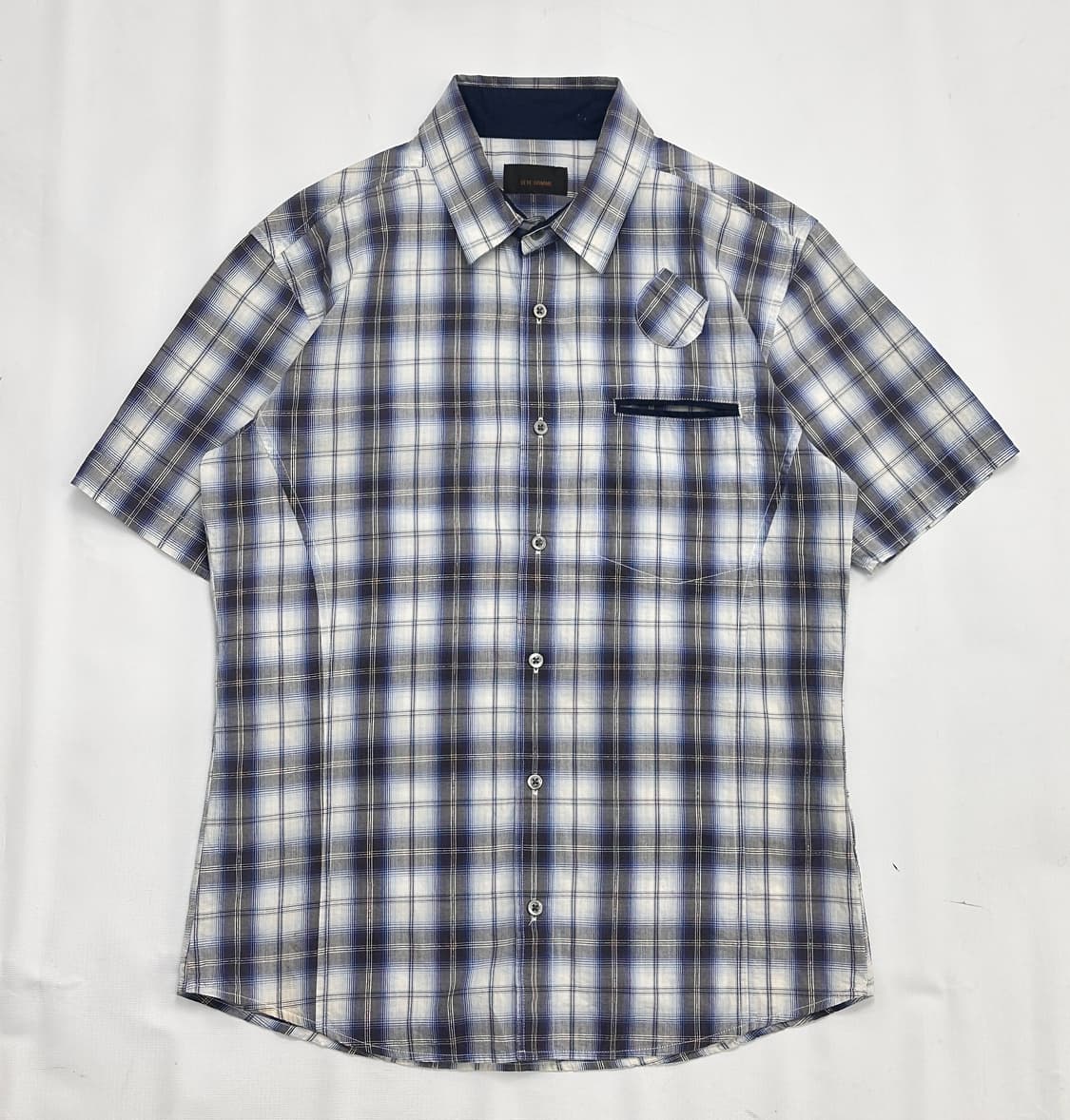 TETE HOMME 보헤미안 펑크 블루 체크 카라 셔츠 일본 빈티지 상품이미지2