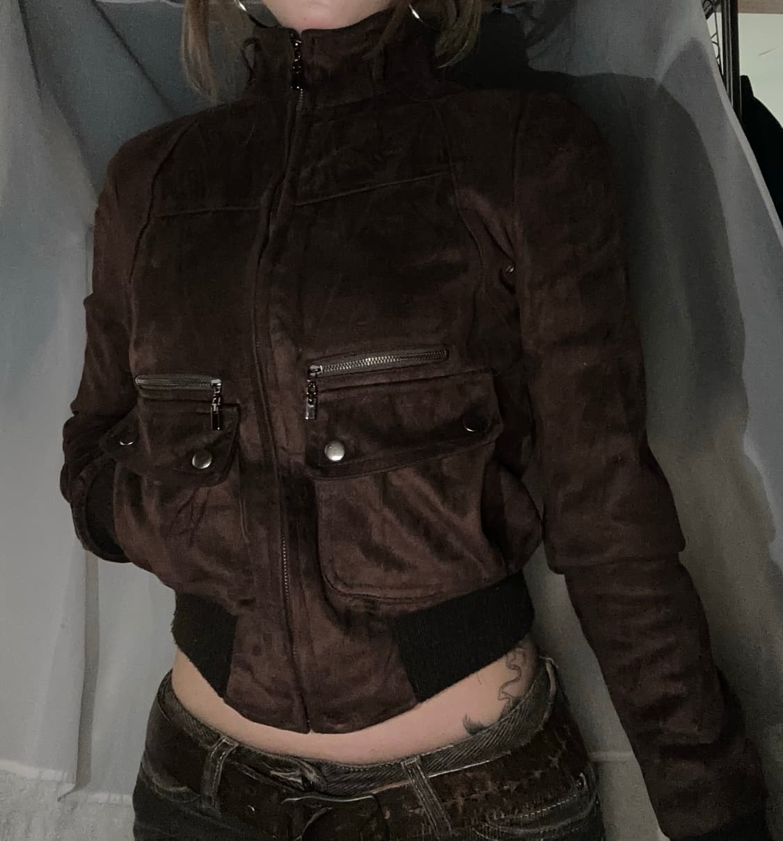 초코 브라운 포켓 지퍼 디테일 자켓 상품이미지2