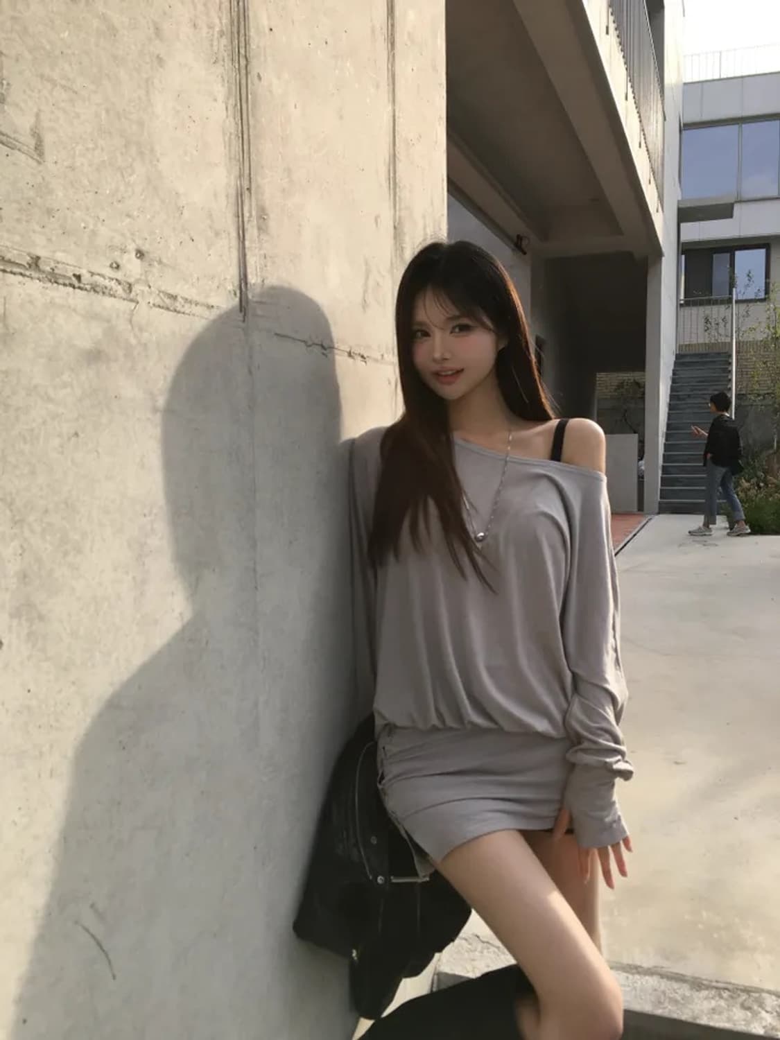 Soand 여리핏 버튼 티 그레이 (새상품) 상품이미지2