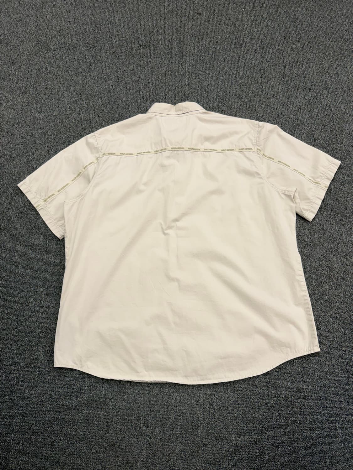 2XL) 할리데이비슨 빈티지 로고 패치 빅사이즈 베이지 반팔셔츠 상품이미지2