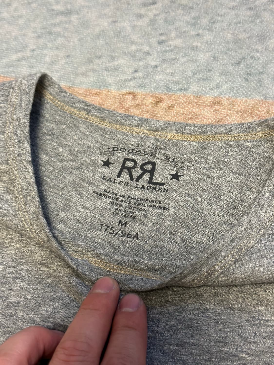 [M] RRL(더블알엘 ) RRL 로고 반팔 티셔츠 그레이 상품이미지3