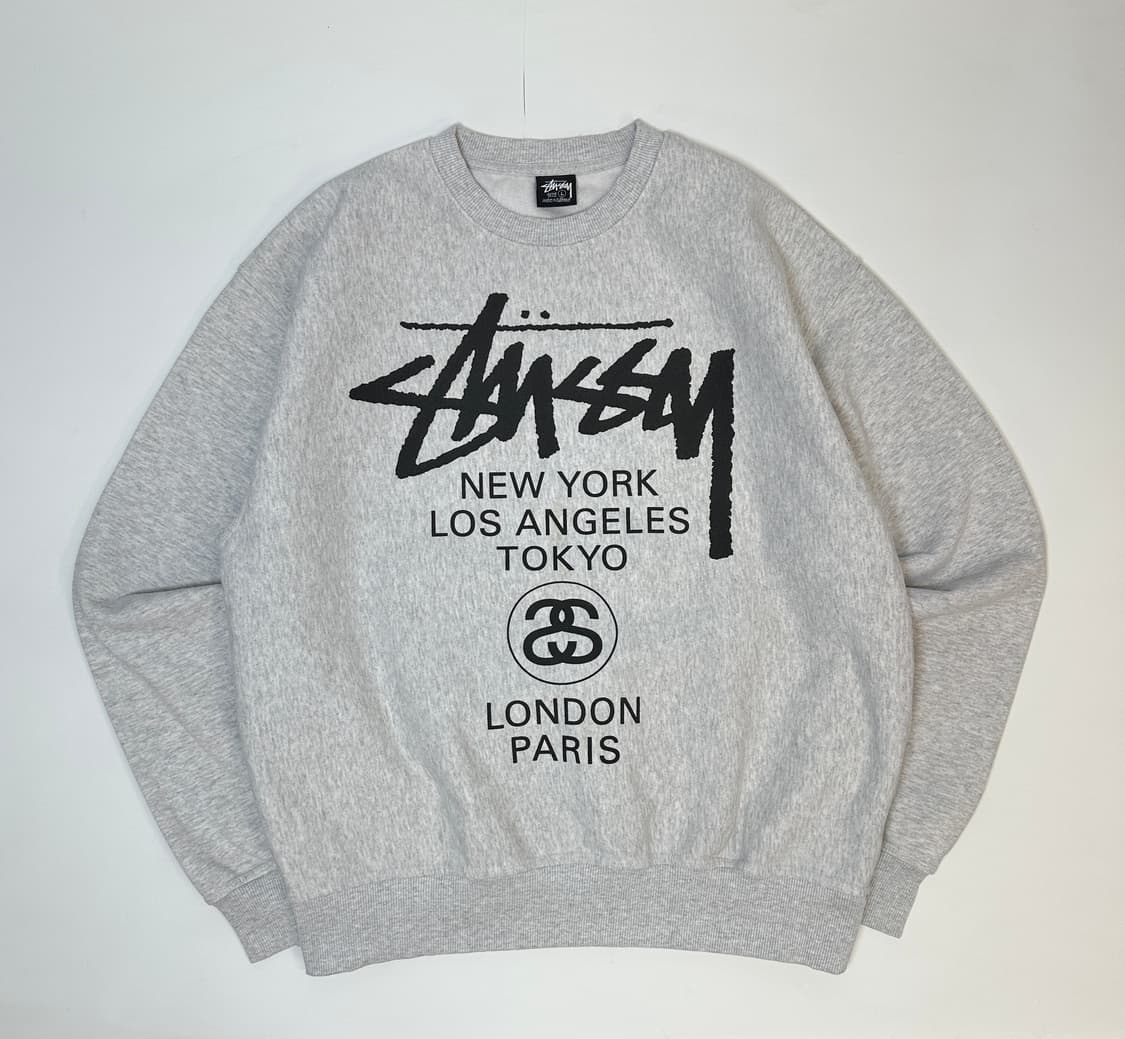스투시 월드투어 크루넥 애쉬헤더 L 상품이미지1