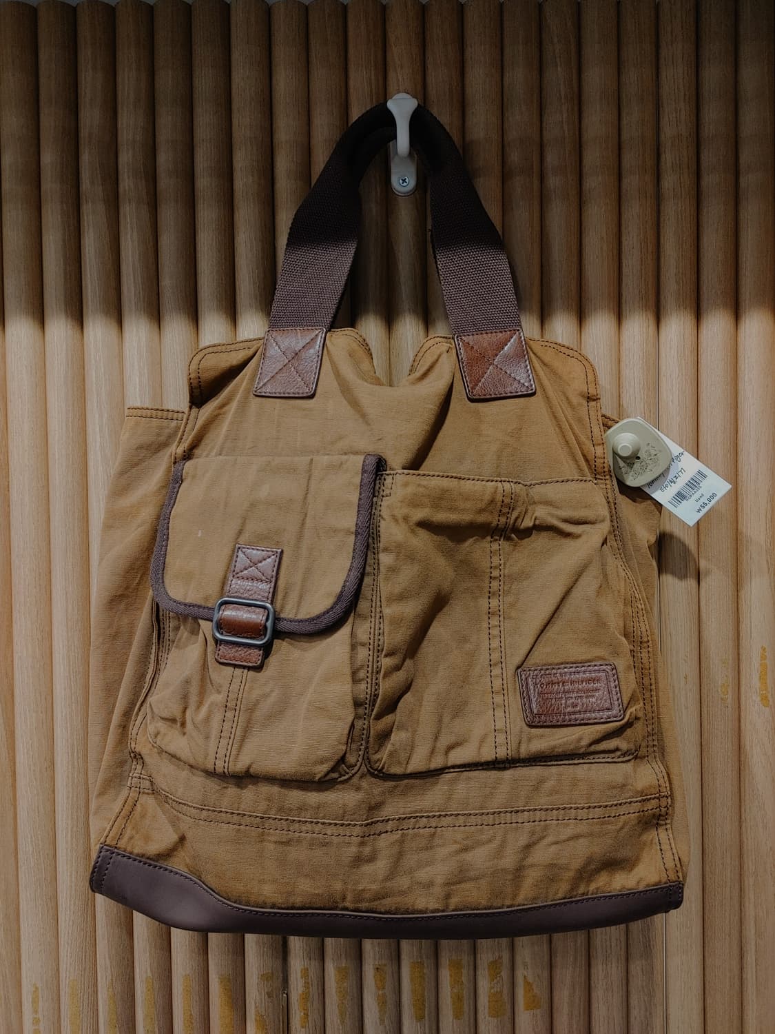 무배)  타미힐피거 코튼 레더 토트백 - OS 상품이미지1