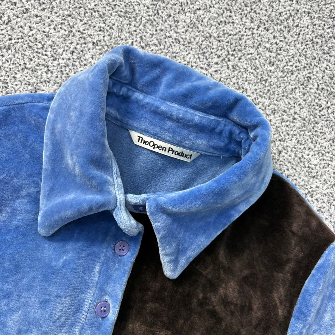 1 더오픈프로덕트 벨벳 배색 긴팔 셔츠 0401J 상품이미지2