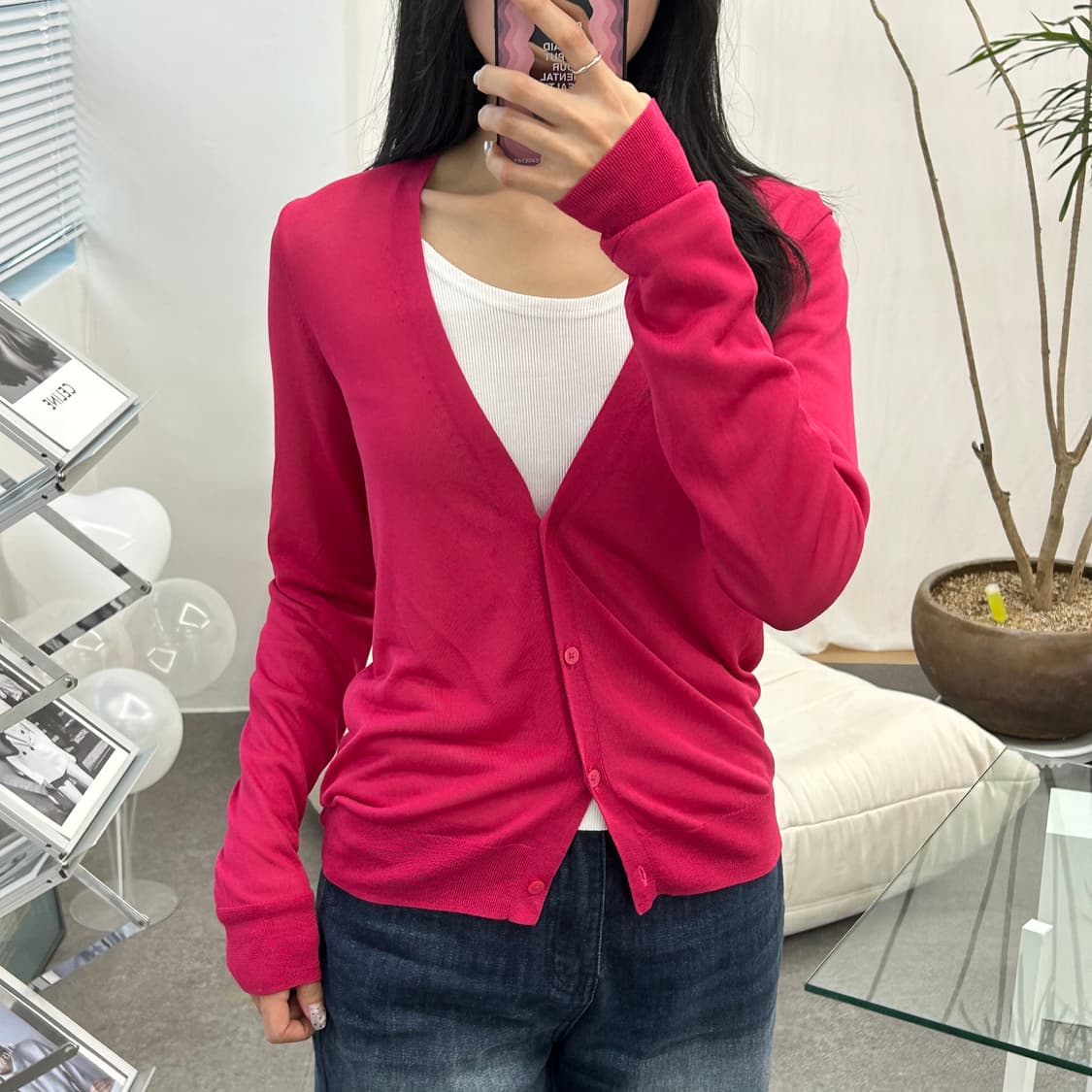 유니클로 핑크 가디건 상품이미지3