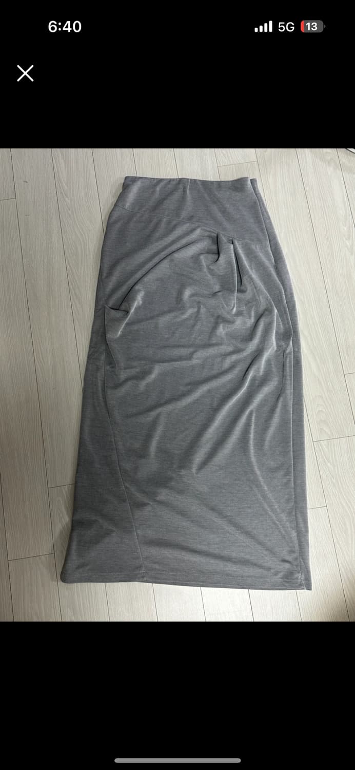 파이카 드레이프 맥시 스커트 그레이 상품이미지3