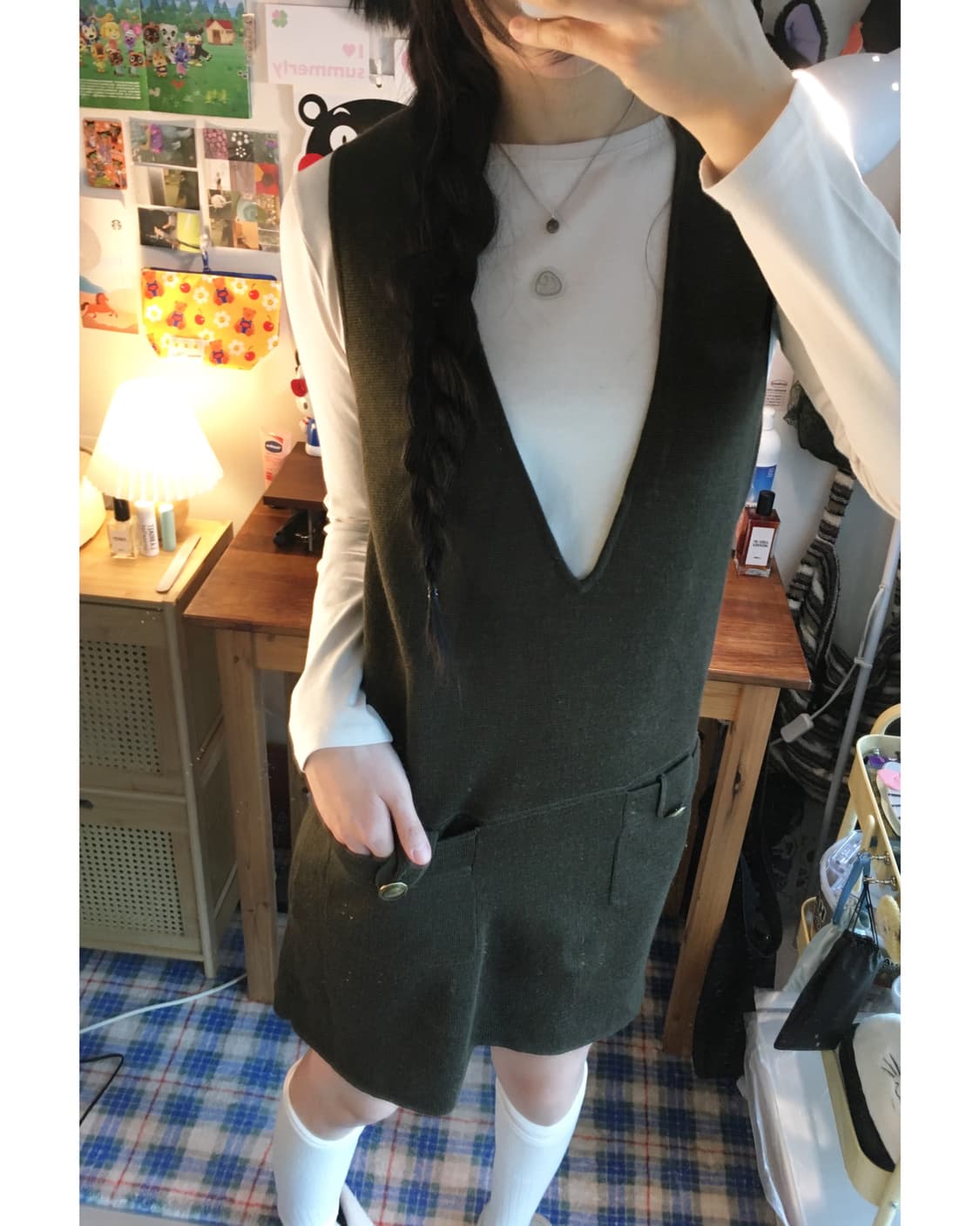 VINTAGE KNIT MINI DRESS BROWN 상품이미지4