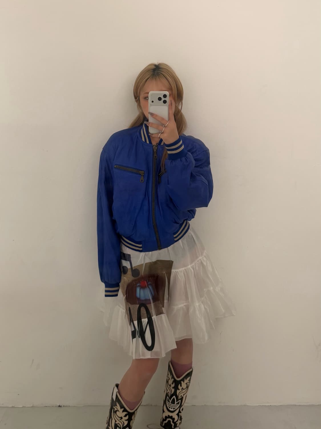 블루 가죽 블루종 자켓  상품이미지2