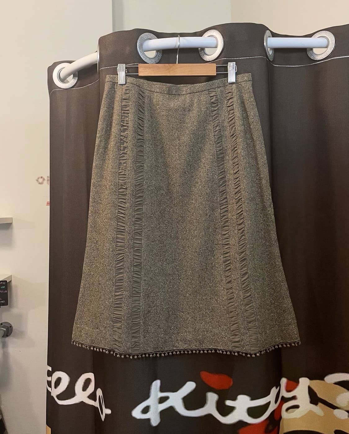 셔링 디테일 울 미디 스커트 [무배] 상품이미지5