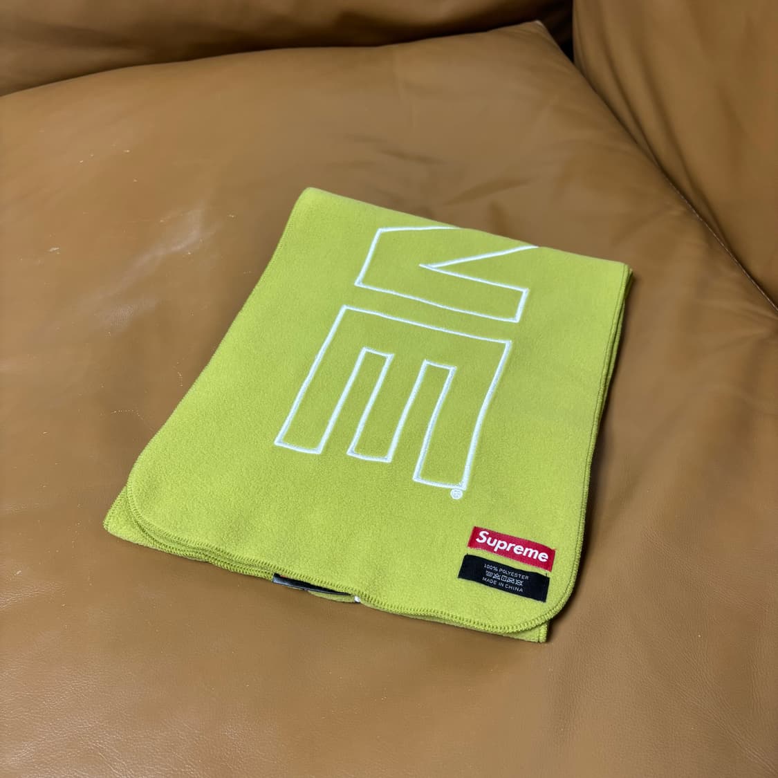 Supreme 슈프림 폴라텍 라임 로고 머플러 목도리 (Lime) 상품이미지1