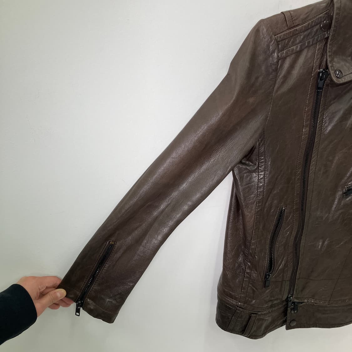 시스템 브라운 양가죽 라이더 자켓  상품이미지5