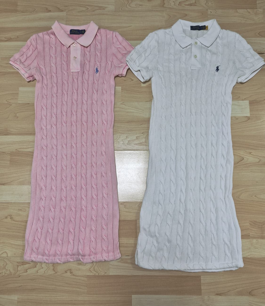 (장원영,윈터착용)폴로 랄프로렌 케이블 꽈배기 카라 반팔니트 롱원피스 상품이미지3