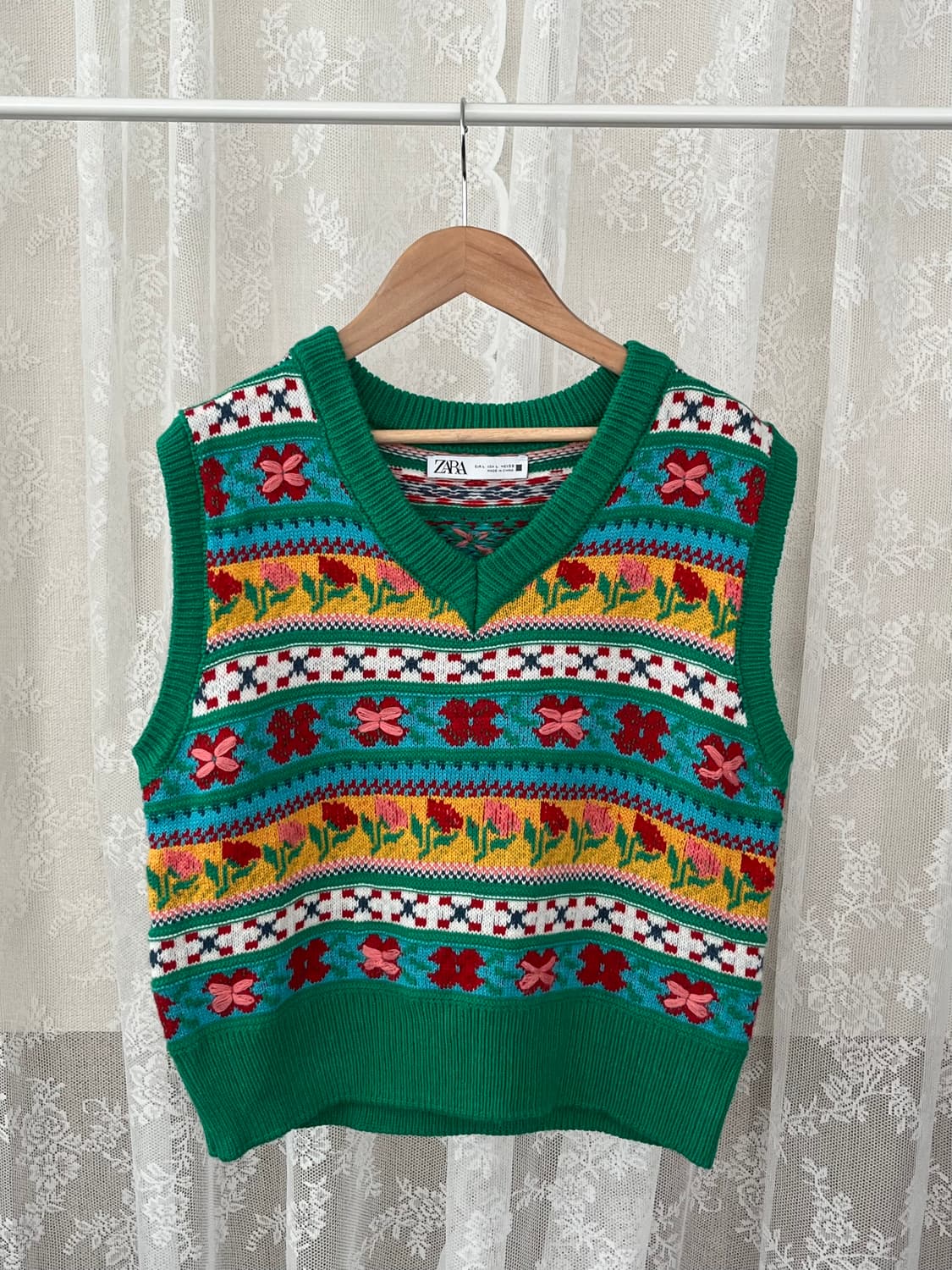 L) 자라 꽃 자수 니트 베스트 상품이미지1