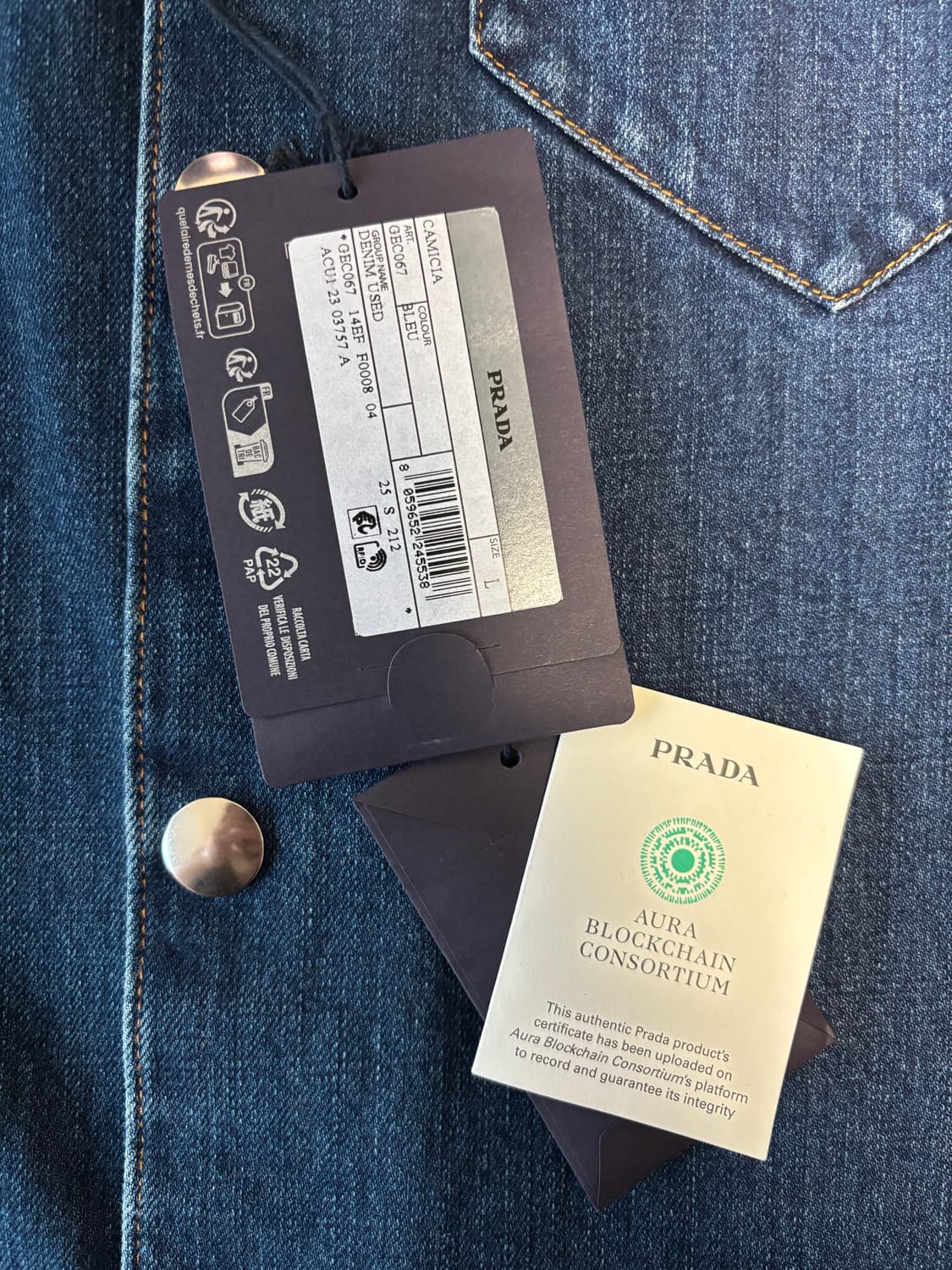 프라다 데님 볼링 셔츠 (L) 상품이미지5