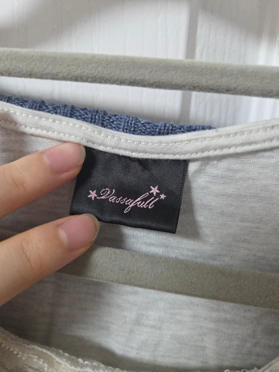 빈티지 블루 모리 상의 코디 세트 (2벌) (케이프, 체크 나시) 상품이미지5