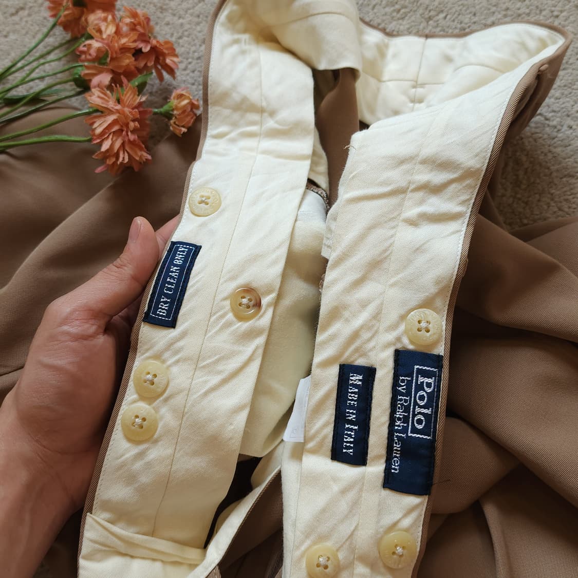 90s 폴로 랄프로렌 엑스트라 파인 버진울 이탈리안 투턱 치노팬츠 38 상품이미지9