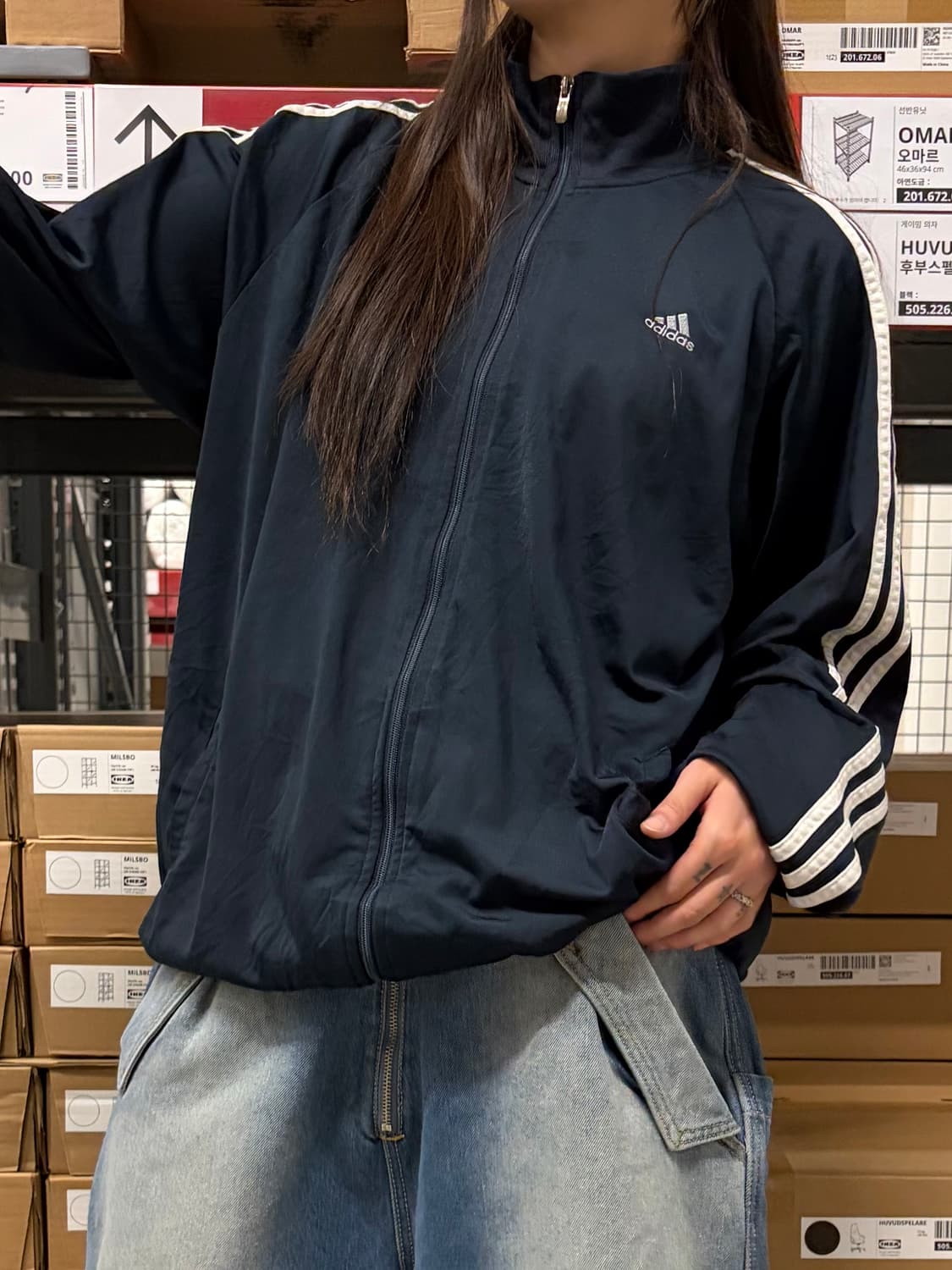 90s ADIDAS 네이비 져지 트랙탑 상품이미지3