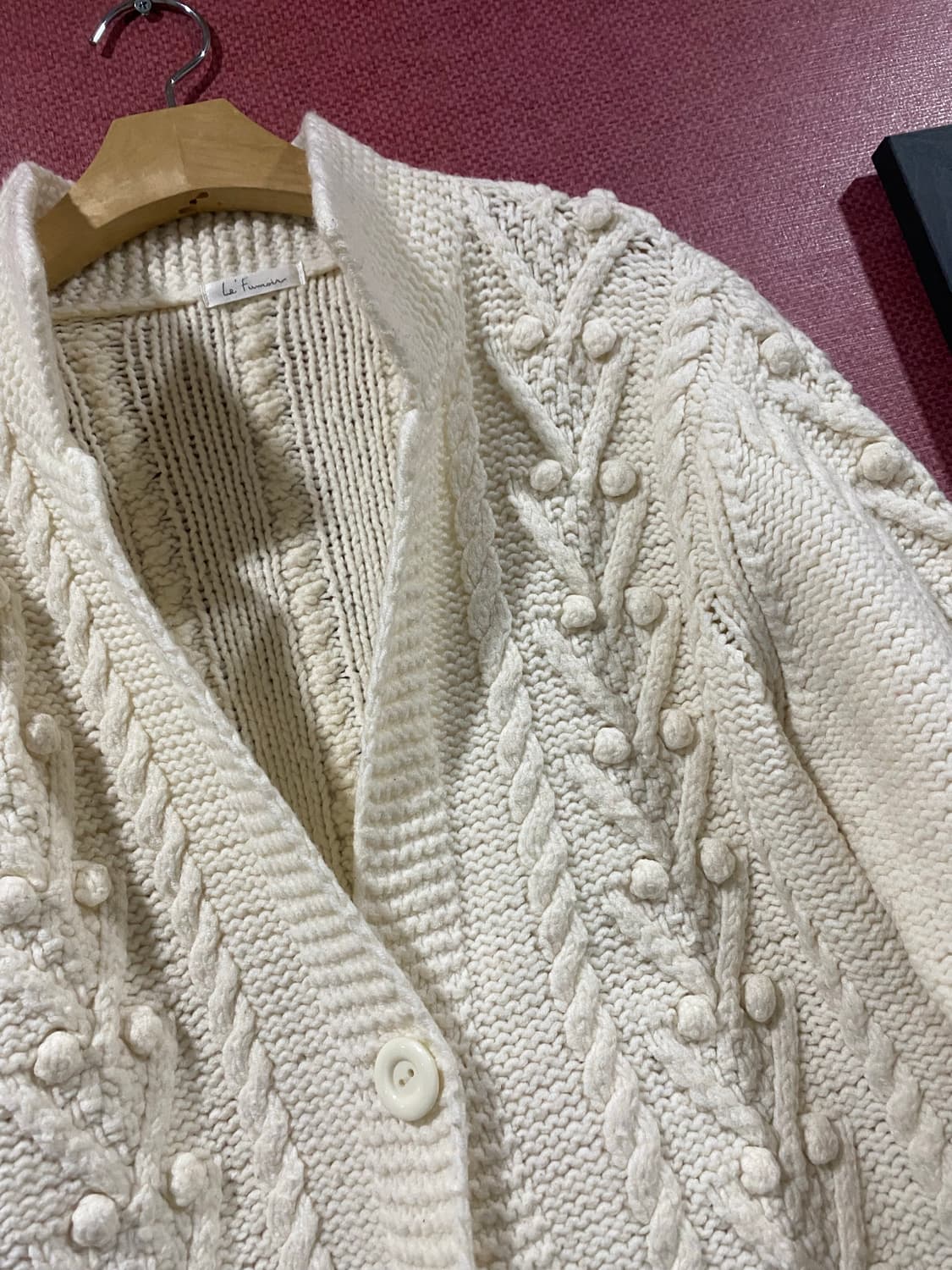 Le F 케이블 니트 가디건 L 아이보리 상품이미지2