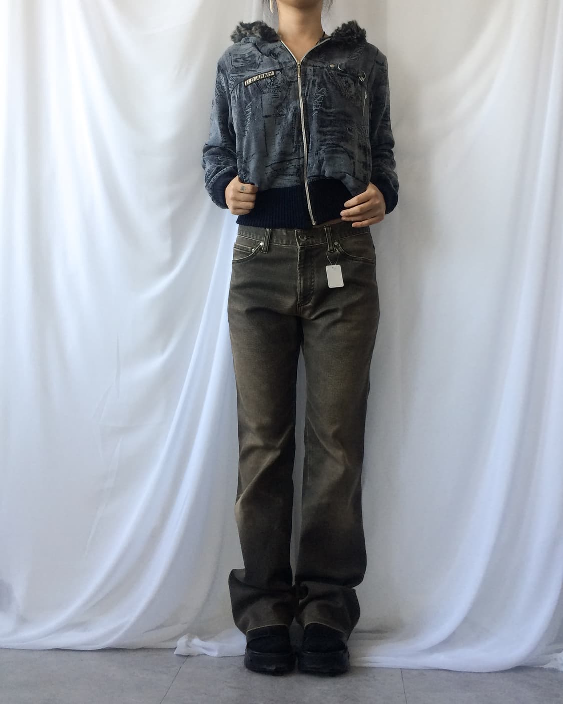 Fake fur hood short zip up 상품이미지7