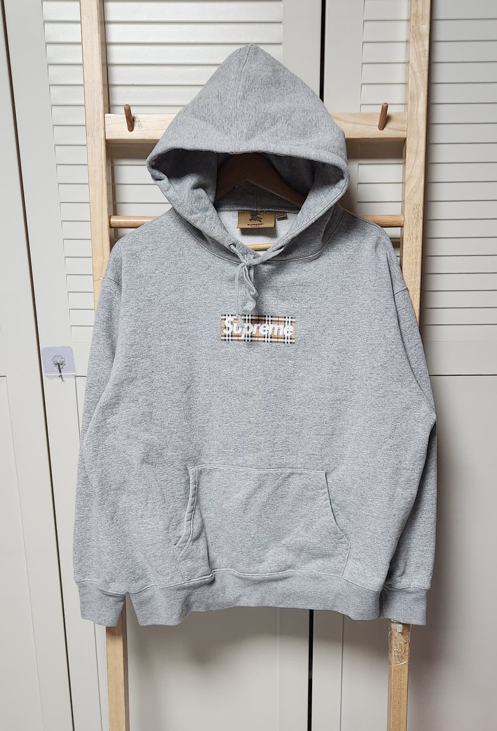 슈프림 X 버버리 박스 로고 후드 헤더 그레이 상품이미지1