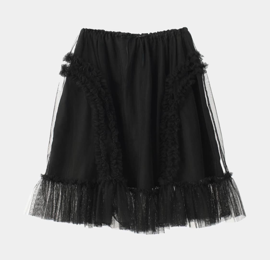생긴 스튜디오 러플 샤 스커트 블랙 상품이미지1
