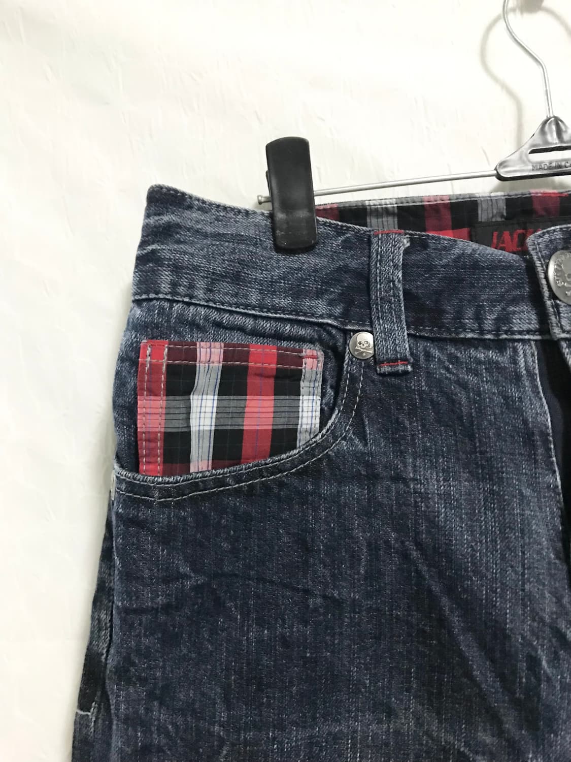 빈티지 펑크 성조기 레터링 로우라이즈 데님 팬츠 상품이미지3