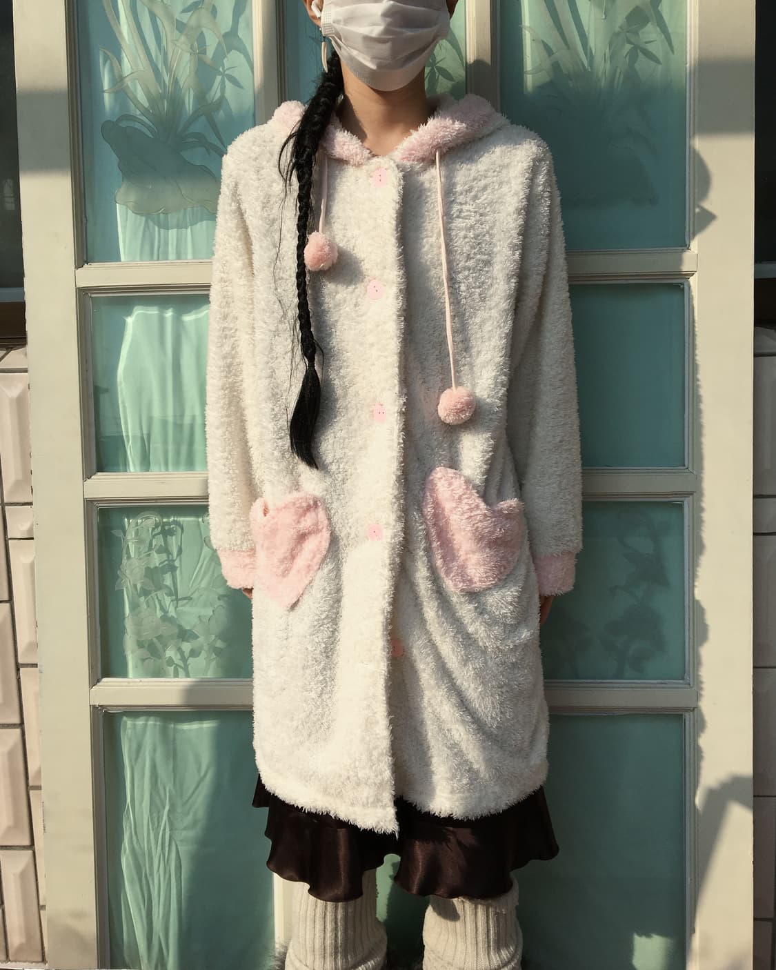 Pom pom fleece hood cardigan 상품이미지6